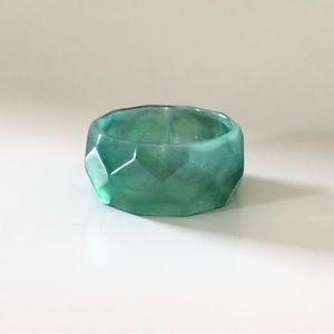 Vintage Lucite Acrylic Faceted Green Jade Like Bracelet